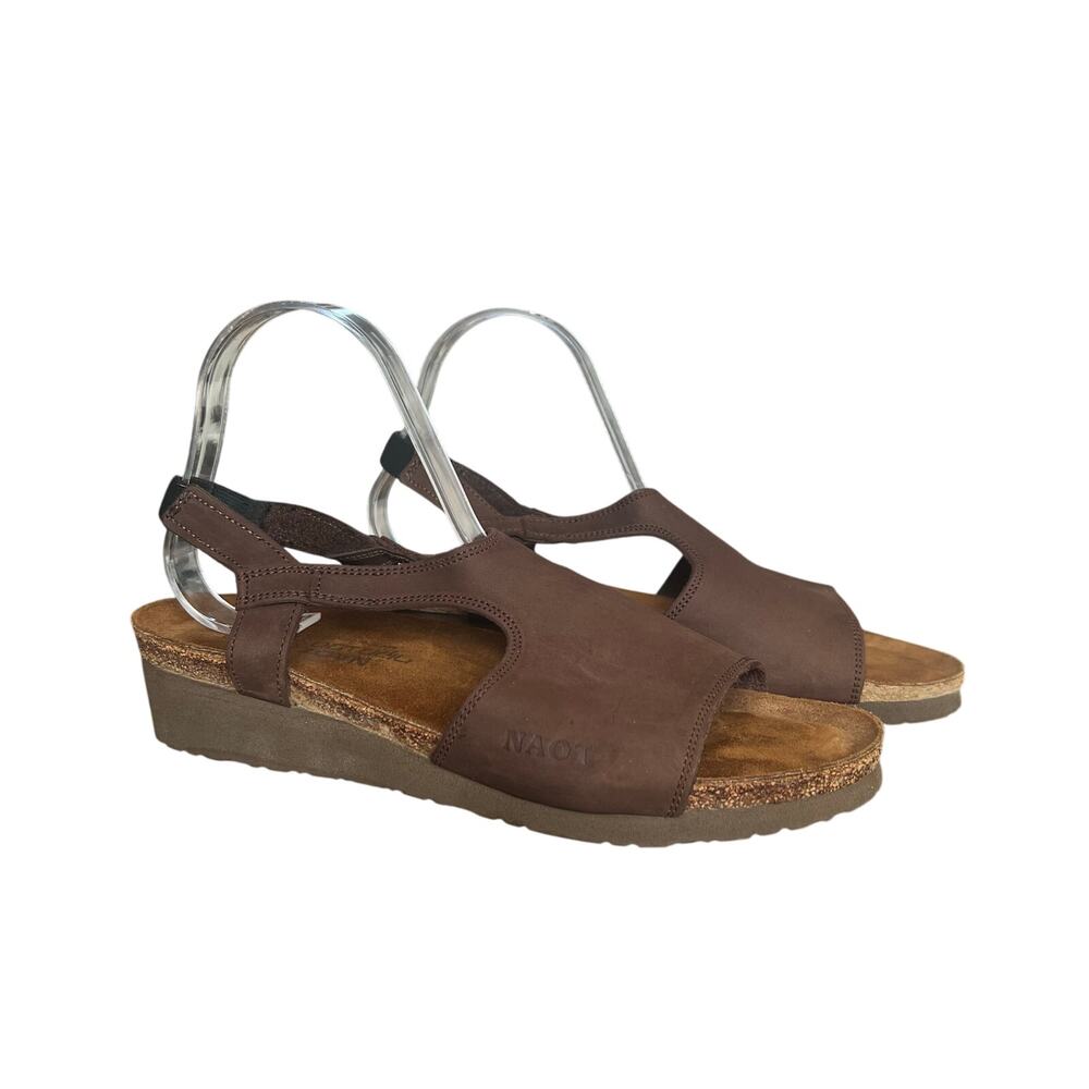 Naot Womens Brown Nubuck Leather Slingback Wedge Sandal Size 11 US 42 EU Comfort